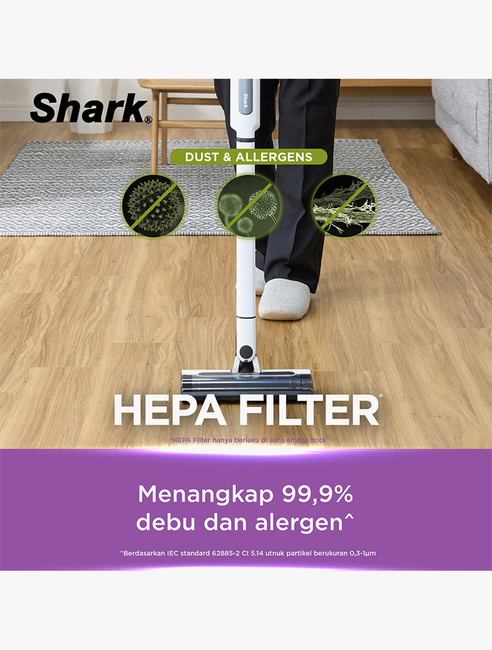 Shark EvoPower System STD+ Auto-Empty Dock Cordless Vacuum Cleaner Putih One Size