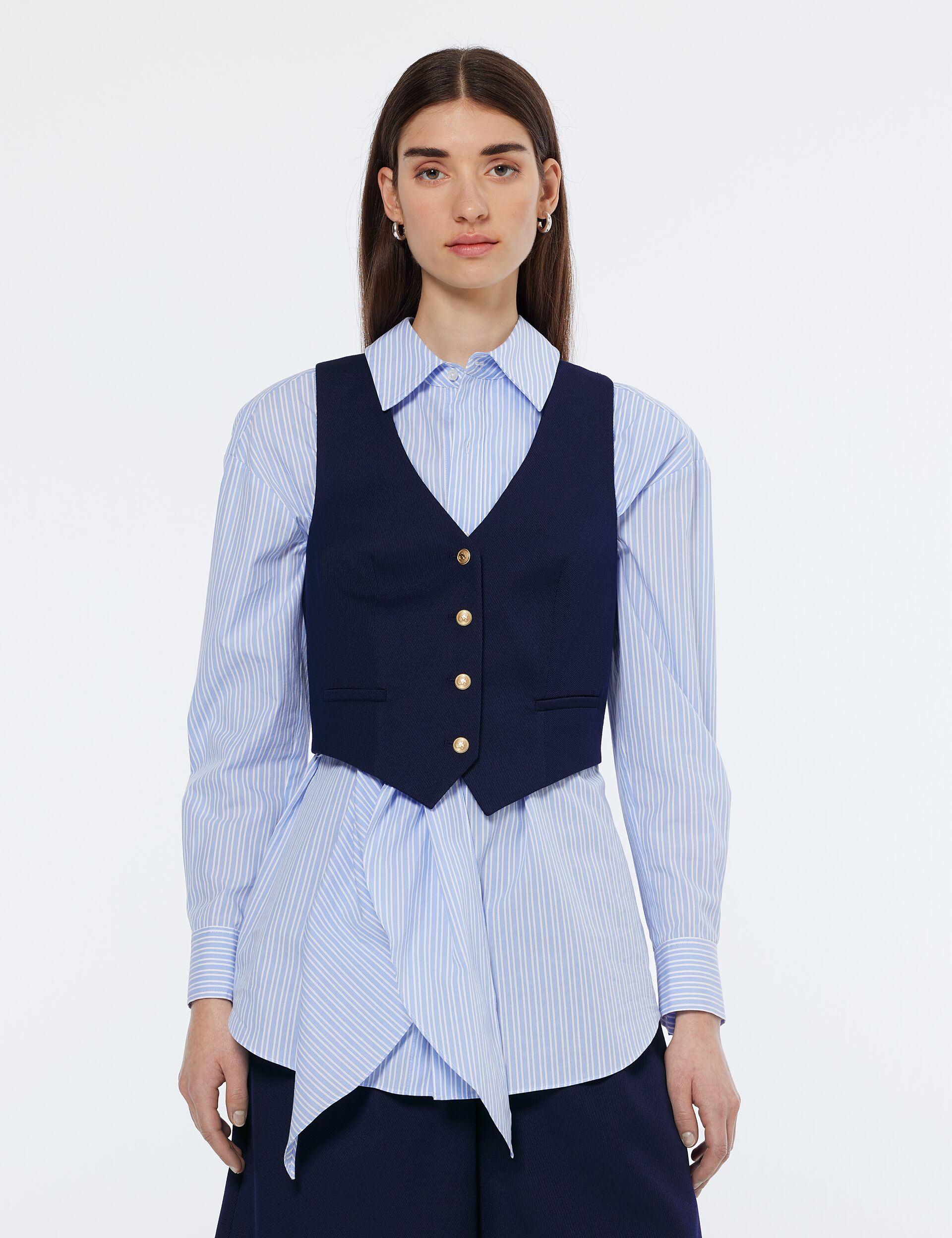 Cross back gabardine twill waistcoat thumbnail 3